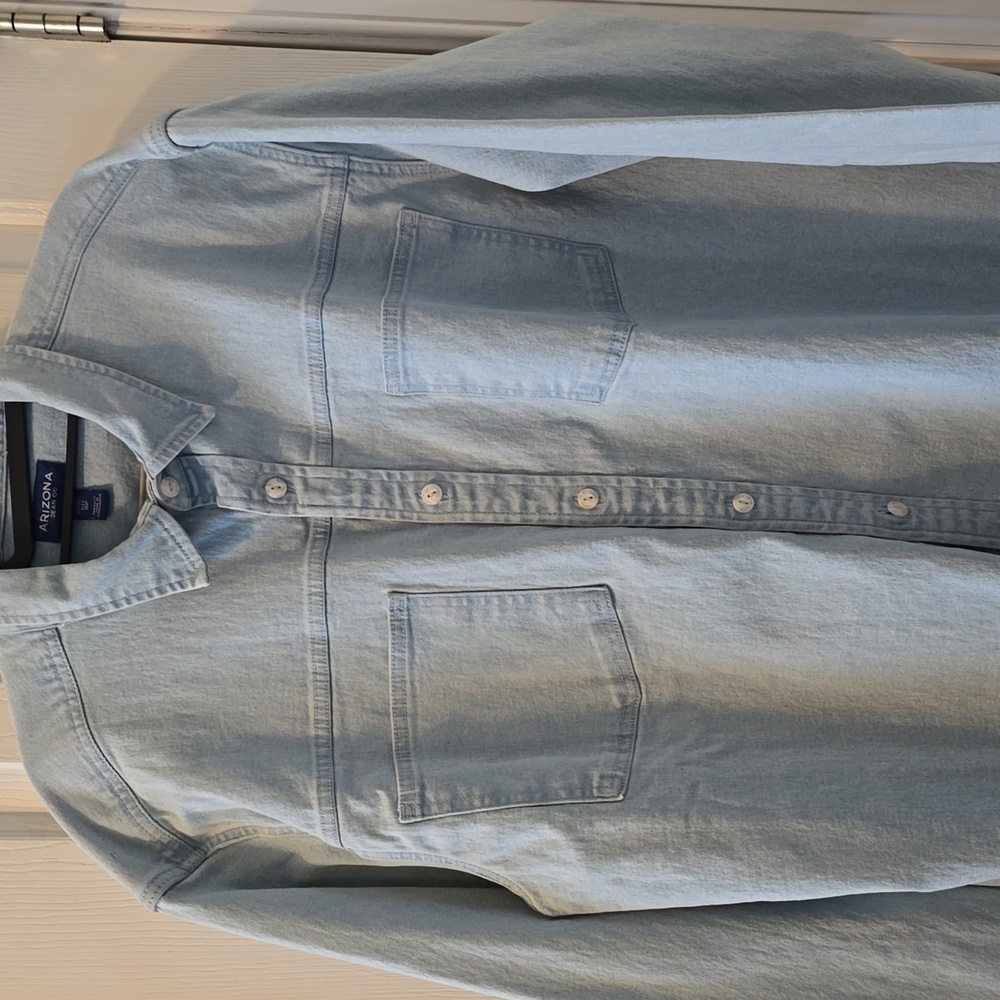 ARIZONA JEAN CO BRAND YOUNG MEN'S LIGHT BLUE BUTTON JEAN JACKET SHIRT SIZE XL